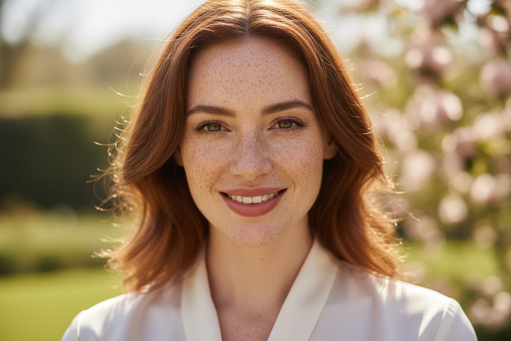 create a beautiful women with freckles